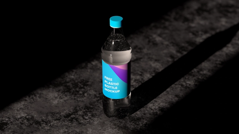 Free plastic bottle Photoshop mockup with smart layers 8K Resolution